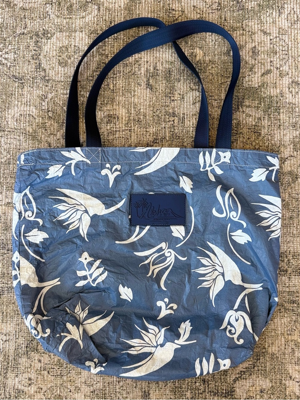 ALOHA Collection Blue Floral Tote Bag with Eco Friendly Medium Tote